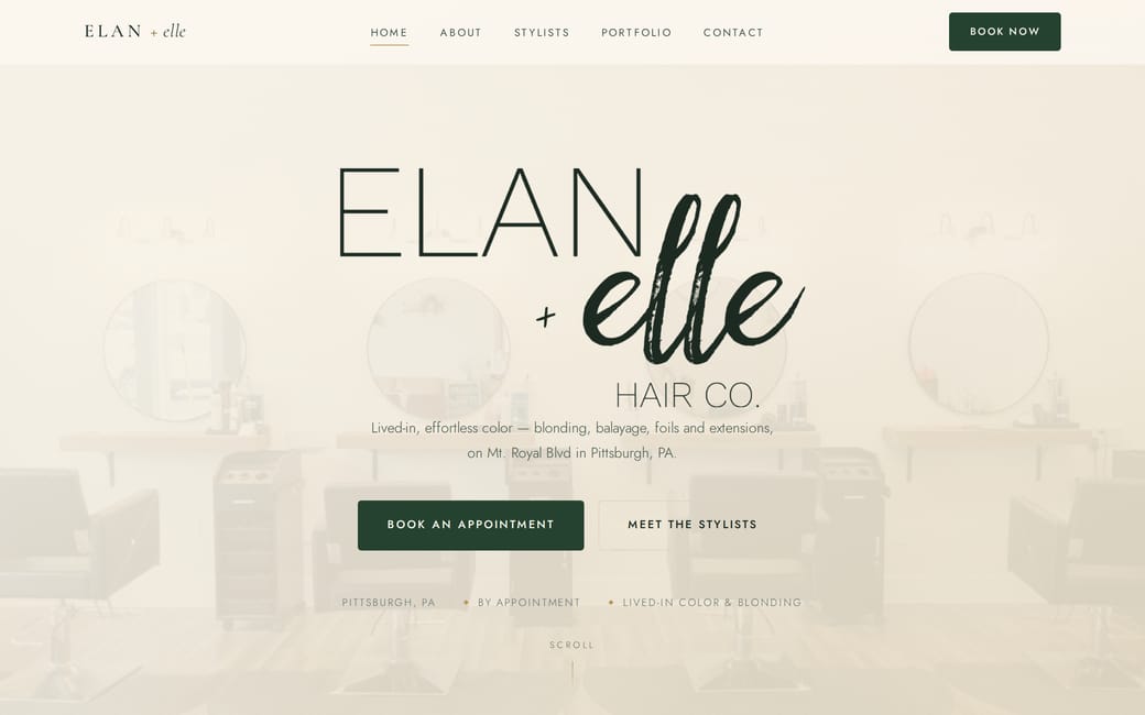 ELAN + elle hair co. website